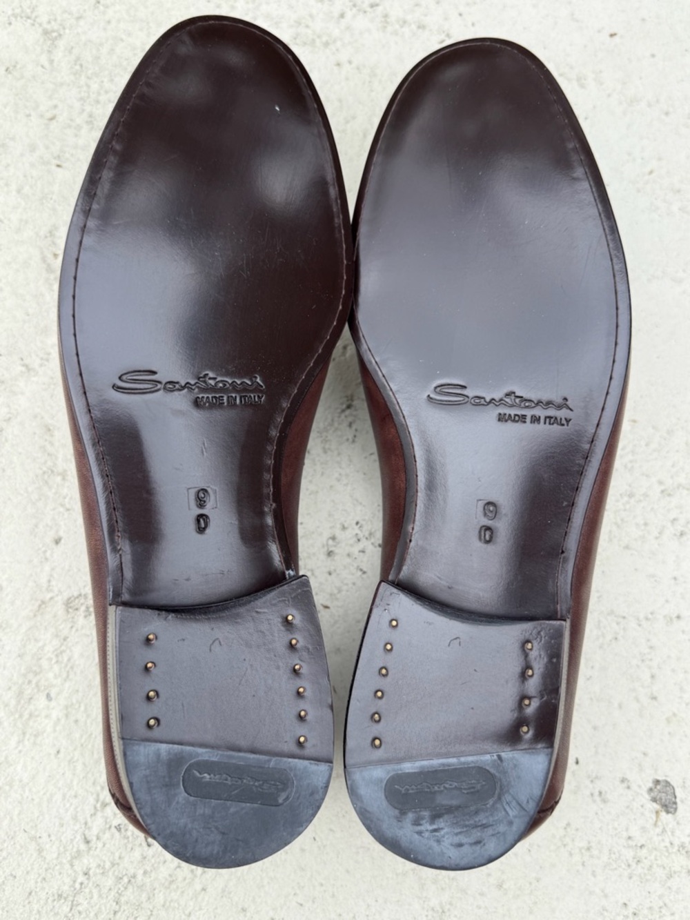 Santoni "Paine" smooth mottled leather loafers - size 9D - Picture 7 of 9